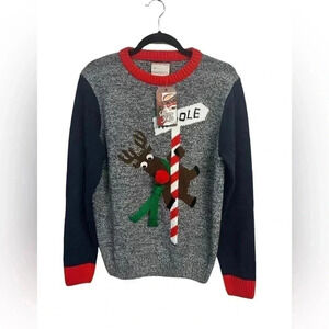 Ugly Christmas Sweater Reindeer North Pole Size Medium NWT